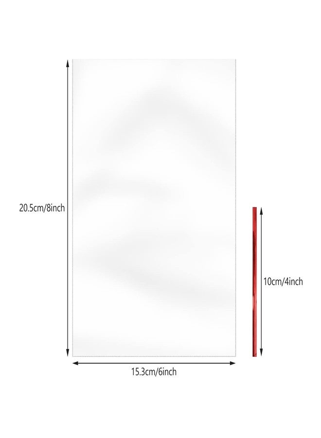 XLSFPY 100PCS Cellophane Bags 6x8 inches, Clear Treat Bags with 4’’ Twist Ties, Plastic Cello Bags - 1.4 mils Thick OPP Rice Crispy Bags for Gift Goodie Favor Candy Cake Pop Birthday Party Cookies (6’’ x 8’’) - Image 5